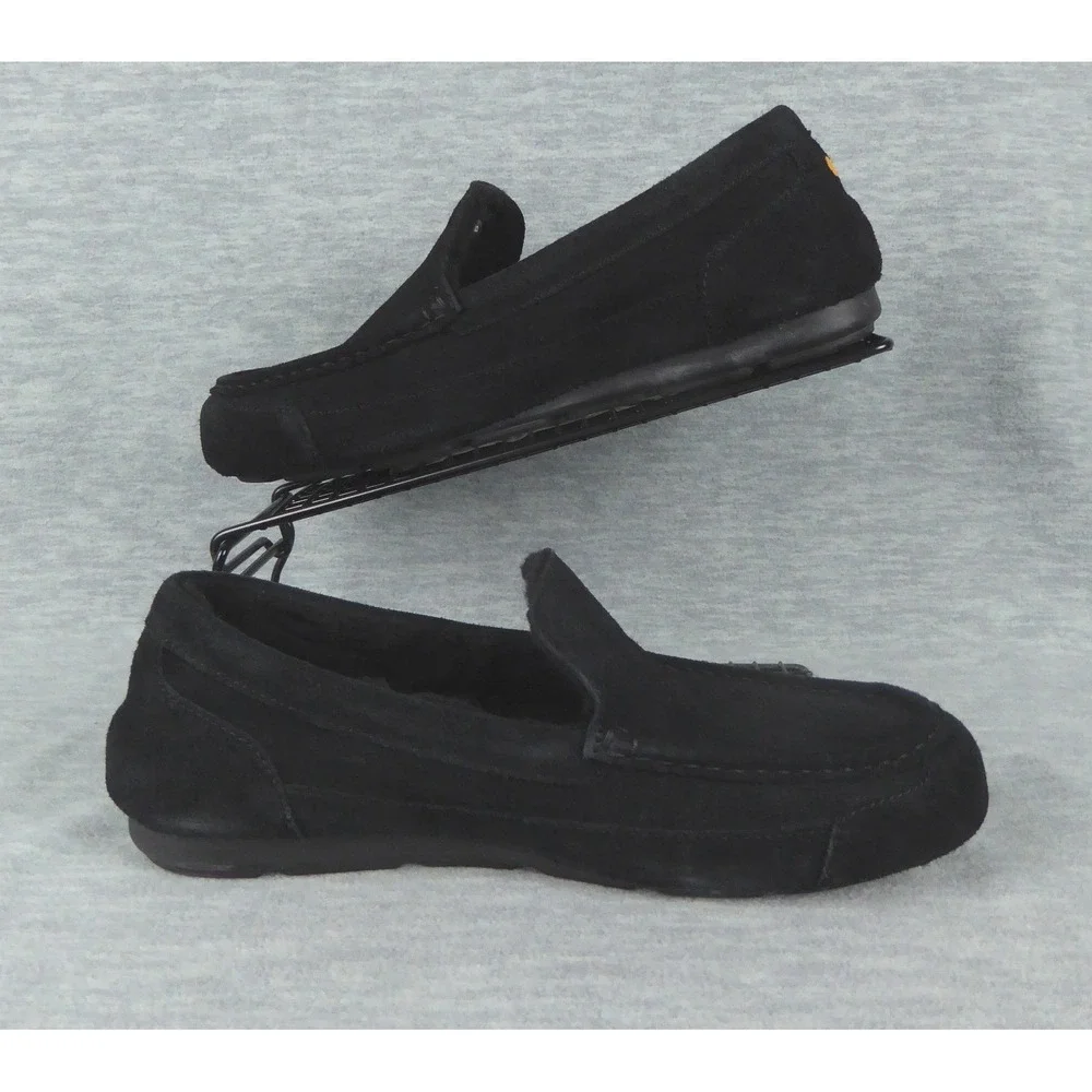 Samuel Hubbard Slipper Drivers Mens 9 M  Black Suede Shearling LinedLoafer